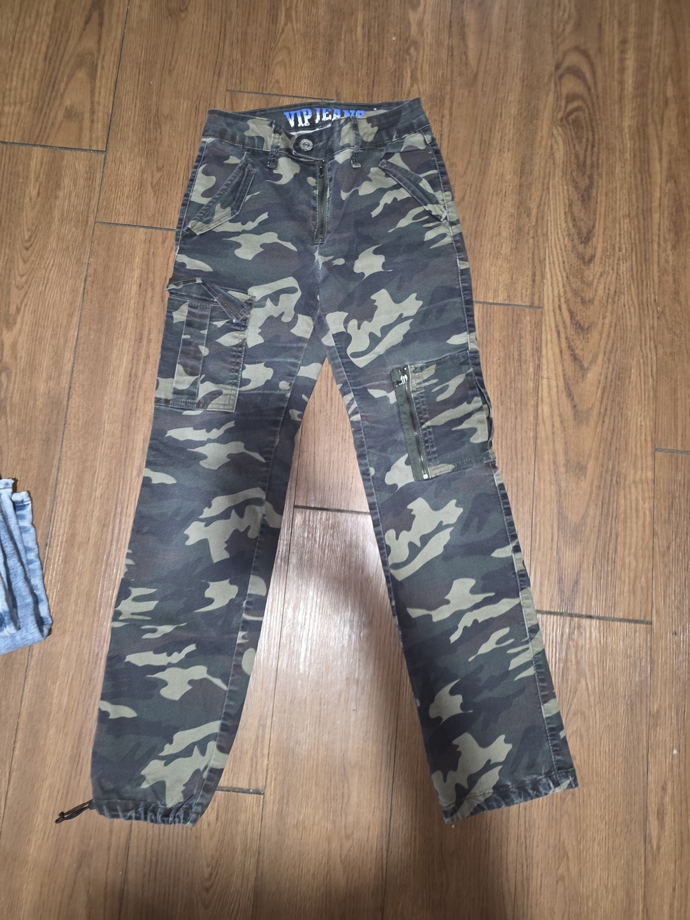 VIP Camo Cargo Pants with Blue Logo Accent